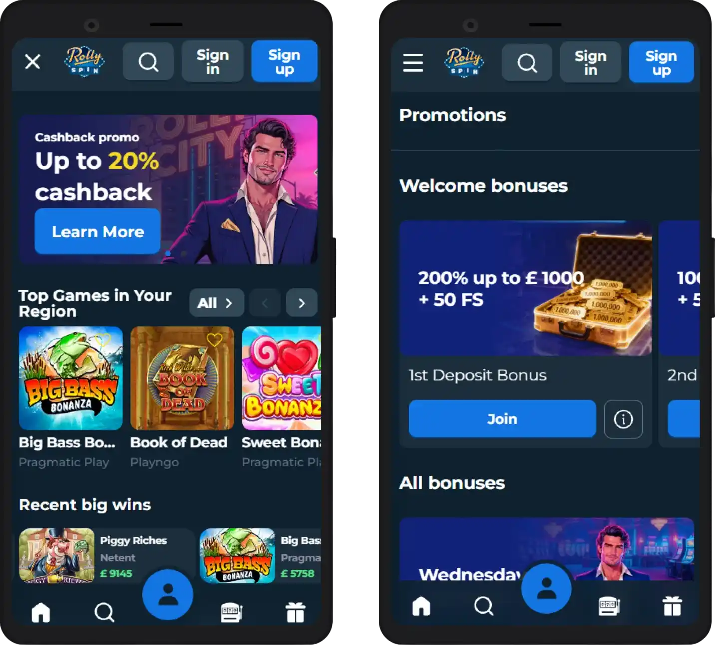 RollySpin Casino mobile version and responsive design